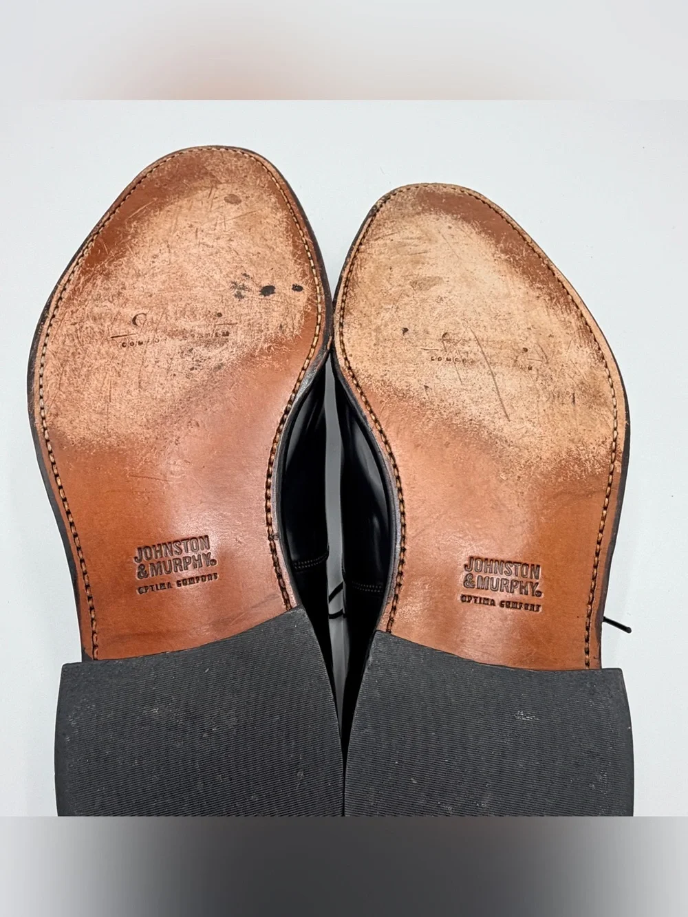 Johnston & Murphy Melton Toe Cap, Men’s size 13 3E, Black Premium Leather
